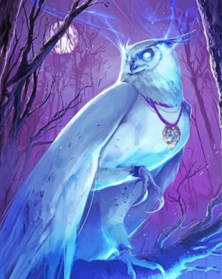 White Fierce Owl Bird Paint By Numbers