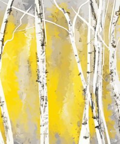 Yellow And Gray Birch Trees Paint By Numbers
