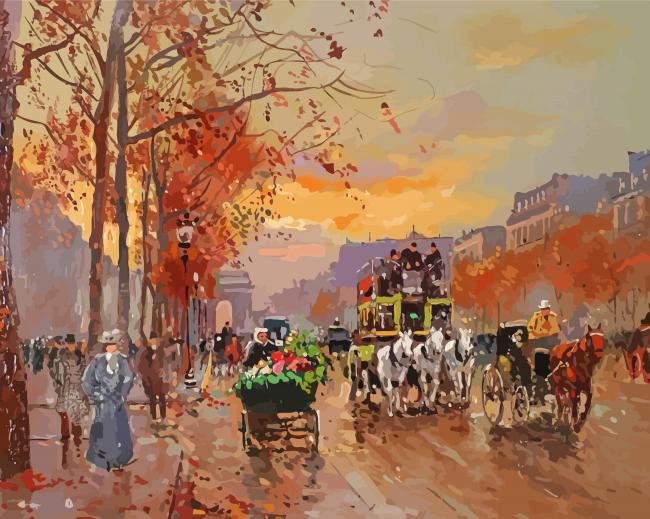Champs Elyses Paris By Edouard Cortes Paint By Numbers