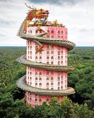 Dragon Pink Tower Paint By Numbers