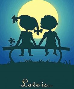 Little Couple Silhouette Moonlight Paint By Numbers
