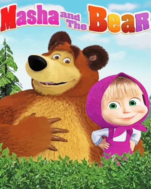 Masha And The Bear Cartoon Poster Paint By Numbers