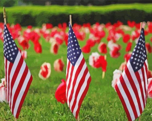 Memorial Day Flags Paint By Numbers