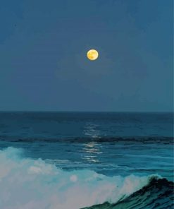 Moon Over Ocean Wave Paint By Numbers