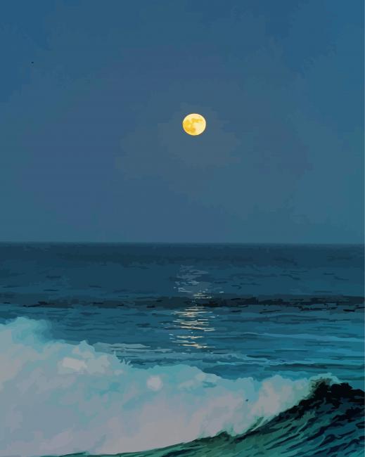 Moon Over Ocean Wave Paint By Numbers