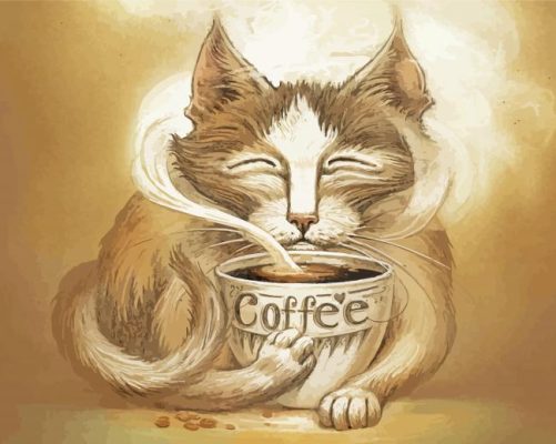 The Cat And Coffee Paint By Numbers