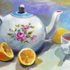Victorian Teapot With Lemons Paint By Numbers