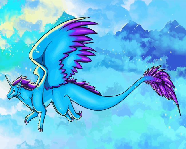 Blue And Purple Unicorn Dragon Paint By Numbers