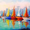 Colorful Sailboats In The Bay Paint By Numbers