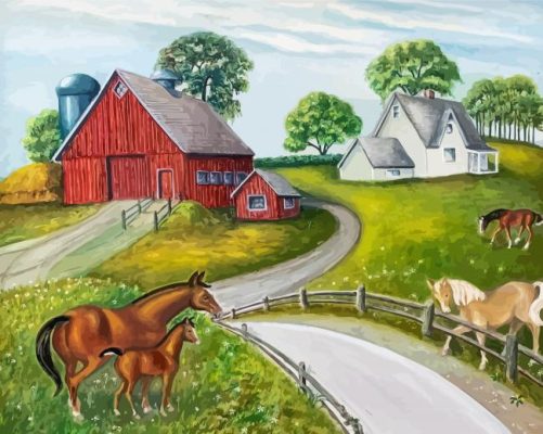 Farm Ranch And Horses Art Paint By Numbers