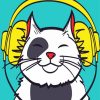 Happy Cat With Headphones Paint By Numbers