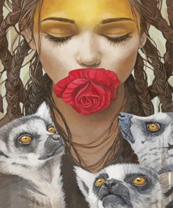 Lady And Racoons By Sophie Wilkins Paint By Numbers