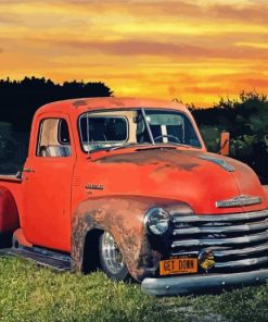 Red Classic Chevy Truck Paint By Numbers
