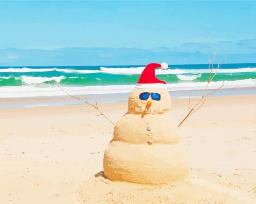 Snowman Christmas Beach Paint By Numbers