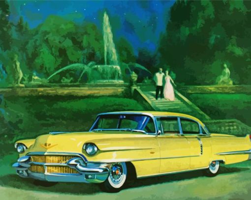 Yellow 1950s Cadillac Art Paint By Numbers