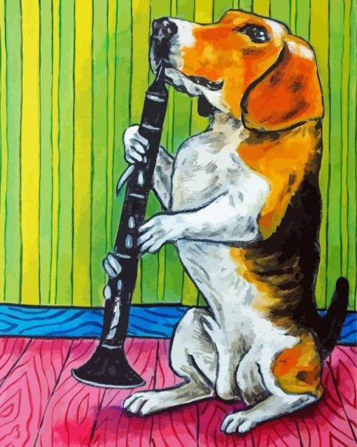 Beagle Dog Clarinet Player Paint By Numbers