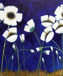 Blooming White Poppies Flowers Paint By Numbers