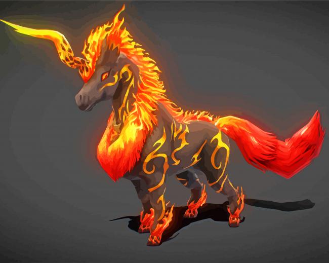 Fire Unicorn Paint By Numbers