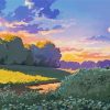 Ghibli Landscape At Sunset Paint By Numbers