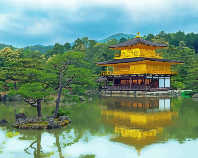 Golden Palace Japan In Forest Paint By Numbers