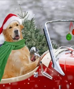 Golden Retriever Christmas Santa Paint By Numbers