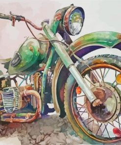 Green Old Motorcycle Paint By Numbers