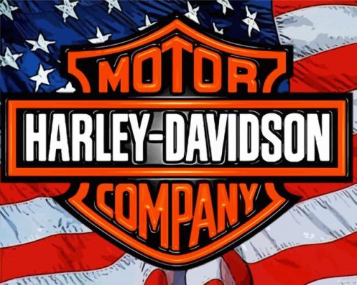 Harley Davidson Logo And Usa Flag Paint By Numbers