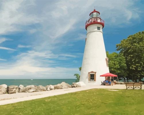 Marblehead Lighthouse In Lakeside Paint By Numbers