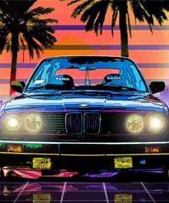 Palm Trees With Car Bmw Paint By Numbers