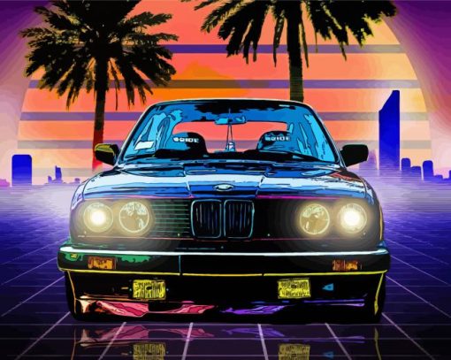 Palm Trees With Car Bmw Paint By Numbers