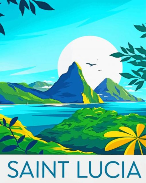 Saint Lucia Caribbean Poster Paint By Numbers