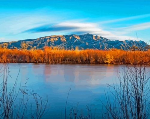 Sandia Mountains Mexico Landscape Paint By Numbers