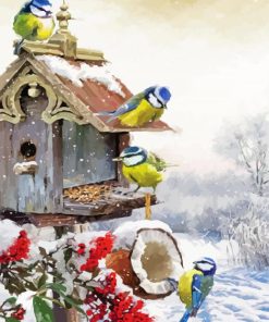 Snow Birdfeeder Paint By Numbers