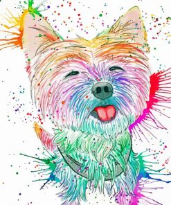 Splatter Colorful Westie Dog Paint By Numbers