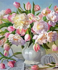 Still Life Peony Tulip Vase Paint By Numbers