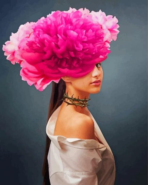 The Girl With The Peonies Head Paint By Numbers
