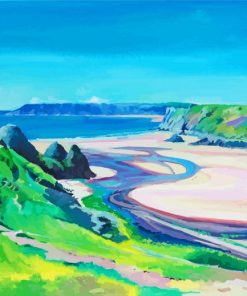 Three Cliffs Bay Swansea Art Paint By Numbers