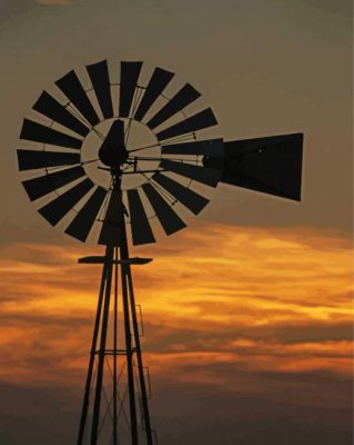 Western Windmill Silhouette Paint By Numbers