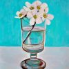 White Flowers In Glass Vase Paint By Numbers