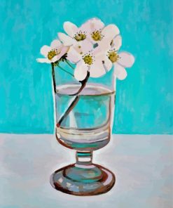 White Flowers In Glass Vase Paint By Numbers