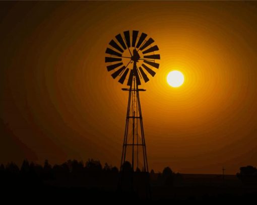 Windpump At Sunset Paint By Numbers