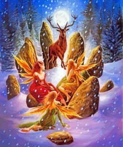 Winter Christmas Fairies Paint By Numbers