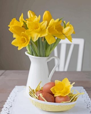 Yellow Flowers Vase Paint By Numbers