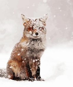 Adorable Fox In Snow Paint By Numbers