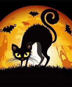 Black Halloween Cat Paint By Numbers