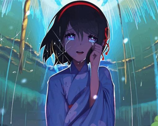 Crying Sad Girl Anime Paint By Numbers