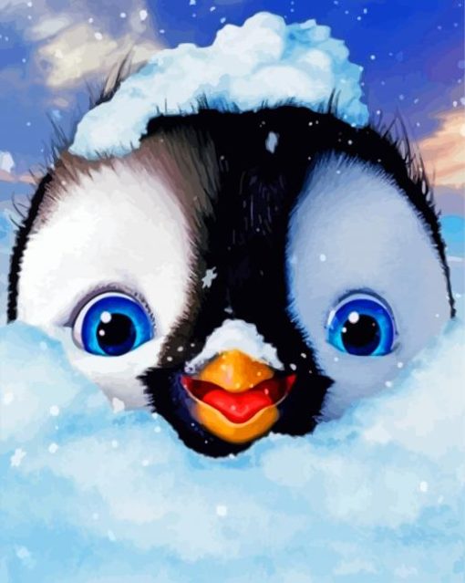 Cute Happy Feet Penguin Paint By Numbers