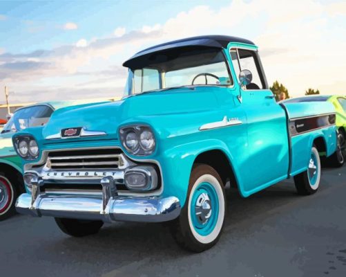 Cyan Old Chevy Truck Paint By Number