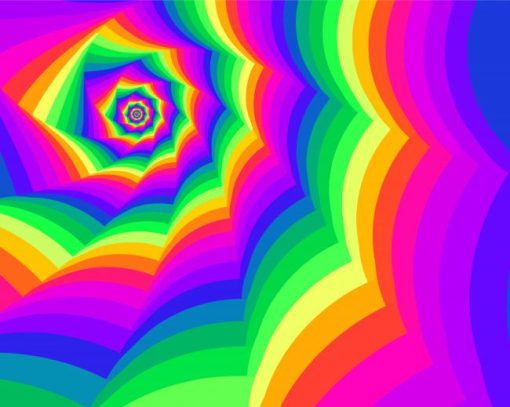 Fractal Bright Rainbow Swirl Paint By Numbers