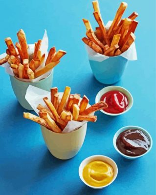 French Fries In Cups With Sauces Paint By Numbers